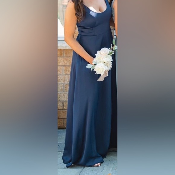 Navy blue formal maxi dress. Wedding guest dress. Worn twice. - Picture 2 of 4
